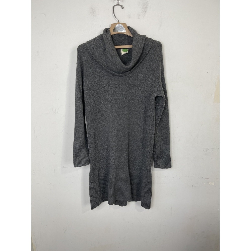 Anthropologie Womens Sweater Dress Medium Wool Alpaca Cashmere Gray Cozy Stretch